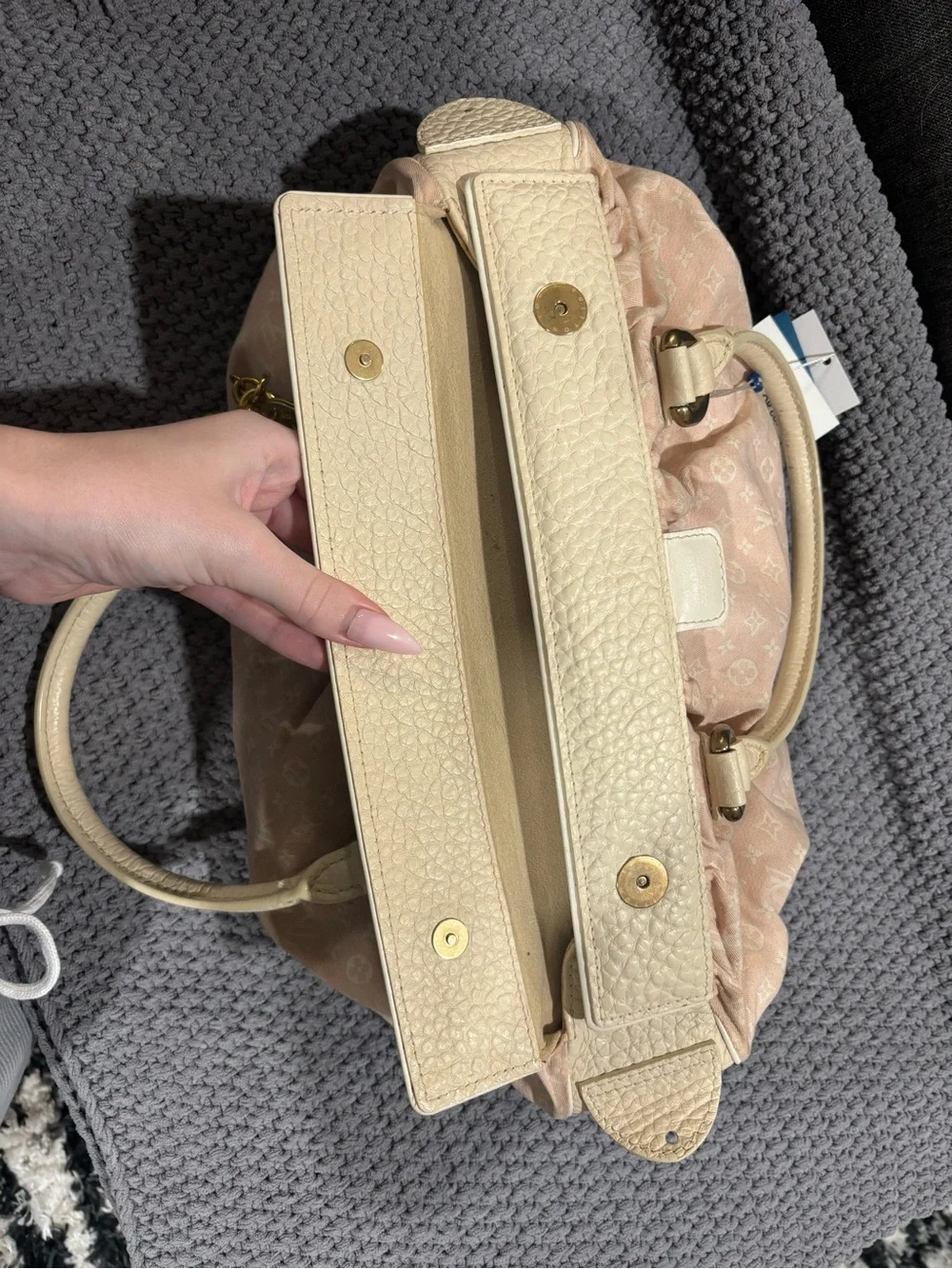 Vintage Louis Vuitton Blush Pink Monogram Canvas Satchel with Cream Handles